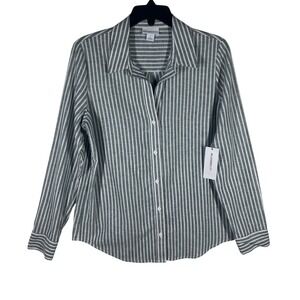 Liz Claiborne Womens Button Down Shirt Striped‎ Long Sleeve Size Small NEW